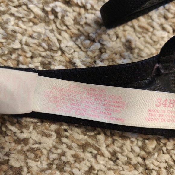 PINK Victoria's Secret Women's Bra Date Push-up Black Lace Size 34B. - Picture 4 of 6